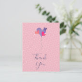 Elegant rosa blaue lila Ballons Herzminimalistisch Postkarte (Stehend Vorderseite)