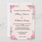 Elegant Rosa Blauer Blumenzwiebelblumen Einladung (Vorderseite)