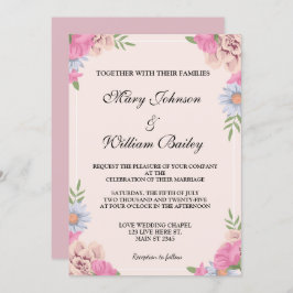 Elegant Rosa Blauer Blumenzwiebelblumen Einladung