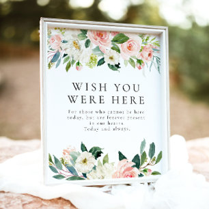 Elegant Rosa Blues Floral Wish Sie waren hier Zeic Poster