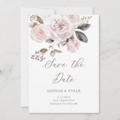 Elegant Rosa Blues | Foto Aquarell Save The Date (Vorderseite)