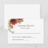 Elegant Rosa Blume Grüne UAWG RSVP Karte (Vorne/Hinten)