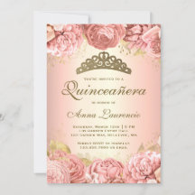 Elegant Rosa Blumenbraun Quinceanera
