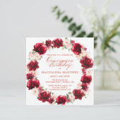 Elegant Rosa Blumenreath Quinceanera Einladung (Stehend Vorderseite)