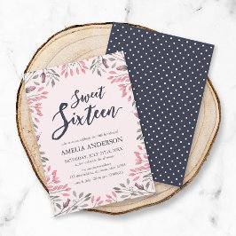 Elegant Rosa Blumensüß 16 Geburtstagsfeier Einladu Einladung
