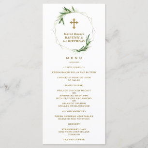 Elegant Rosa Blush Bloral 1. Geburtstag & Taufe Menükarte