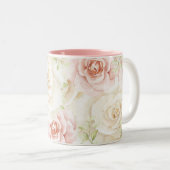 Elegant Rosa Blush Bloral Zweifarbige Tasse (VorderseiteRechts)