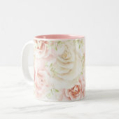 Elegant Rosa Blush Bloral Zweifarbige Tasse (Vorderseite Links)
