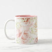 Elegant Rosa Blush Bloral Zweifarbige Tasse (Links)