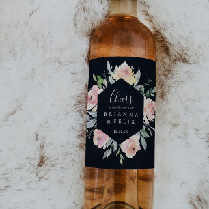 Elegant rosa Blush Cheers Wedding Wine Labels Weinetikett