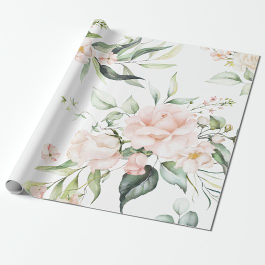Elegant Rosa Blush Eukalyptus Greenerity Wedding Geschenkpapier (Ungerollt)