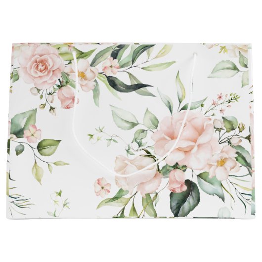 Elegant Rosa Blush Eukalyptus Greenerity Wedding Große Geschenktüte (Vorderseite)