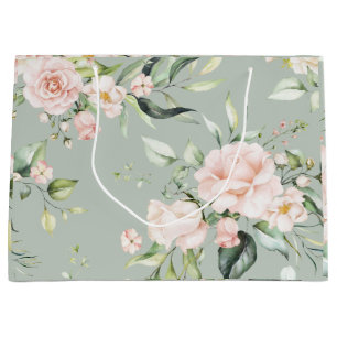 Elegant Rosa Blush Eukalyptus Sage Green Wedding Große Geschenktüte