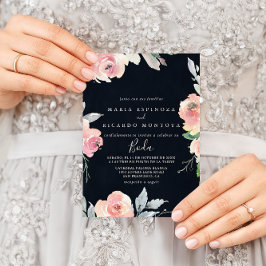 Elegant Rosa Blush Spanisch Hochzeit Einladung