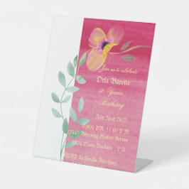 Elegant rosa Blüte 50. Geburtstag Einladung Sockelschild