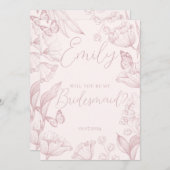 Elegant rosa Blüte wird meine Brautjungfrau sein Einladung (Vorne/Hinten)