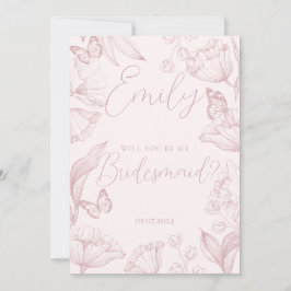 Elegant rosa Blüte wird meine Brautjungfrau sein Einladung
