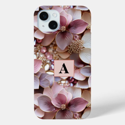 Elegant Rosa Blütenblätter Monogramm Chic Case-Mate iPhone Hülle (Rückseite)