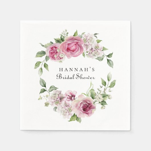 Elegant Rosa Blütenbraun oder Babydusche Serviette (Vorderseite)