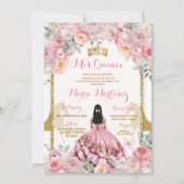 Elegant Rosa Blütenprinzessin Butterfly Quinceañer Einladung (Vorderseite)