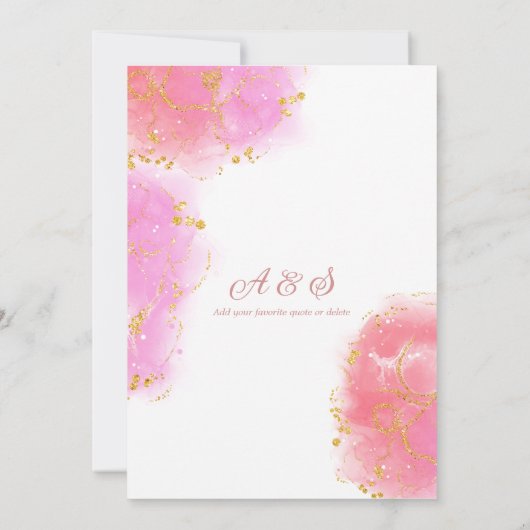 Elegant Rosa Champagne Tower Script Wedding Einladung (Rückseite)