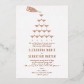 Elegant Rosa Champagne Tower Script Wedding Folieneinladung (Vorderseite)