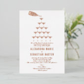 Elegant Rosa Champagne Tower Script Wedding Folieneinladung (Stehend vorne)