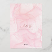 Elegant Rosa Champagne Tower Script Wedding Folieneinladung (Rückseite)