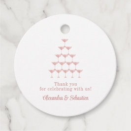 Elegant Rosa Champagne Tower Script Wedding Geschenkanhänger