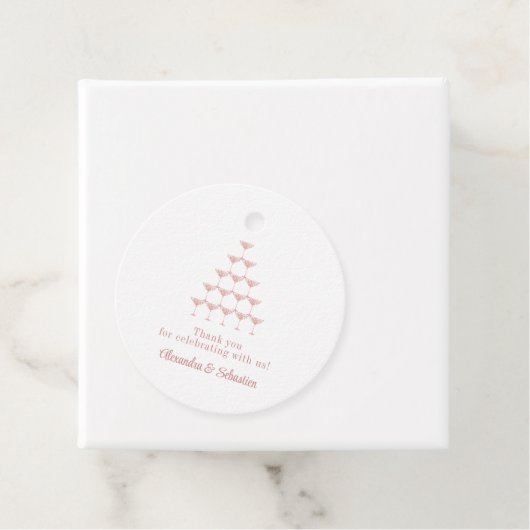 Elegant Rosa Champagne Tower Script Wedding Geschenkanhänger (Beispiel)