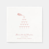 Elegant Rosa Champagne Tower Script Wedding Serviette (Vorderseite)