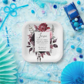 Elegant Rosa Dunkelgrau Blätter Bibel Hochzeit Pappteller (Party)