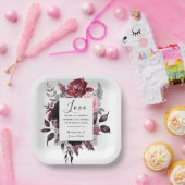 Elegant Rosa Dunkelgrau Blätter Bibel Hochzeit Pappteller (Party)