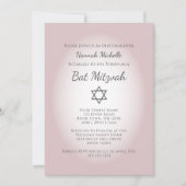 Elegant Rosa Einfache Feminine Bat Mitzvah Einladung (Vorderseite)