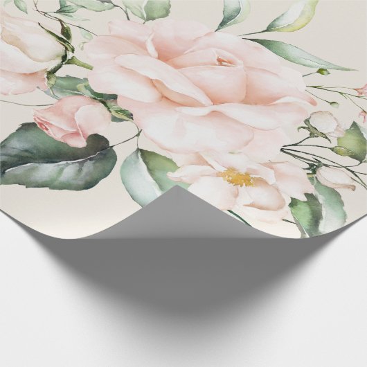 Elegant Rosa Eukalyptus Greenery Beige Geschenkpapier (Ecke)
