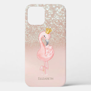 Elegant Rosa Flamingo Crown Princess, Glitzer Boke Case-Mate iPhone Hülle