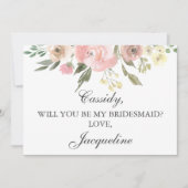 Elegant rosa Flora wirst du meine Brautjungfrau se Einladung (Vorderseite)