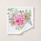 Elegant Rosa Floral Badhandtuch Set (Waschlappen)