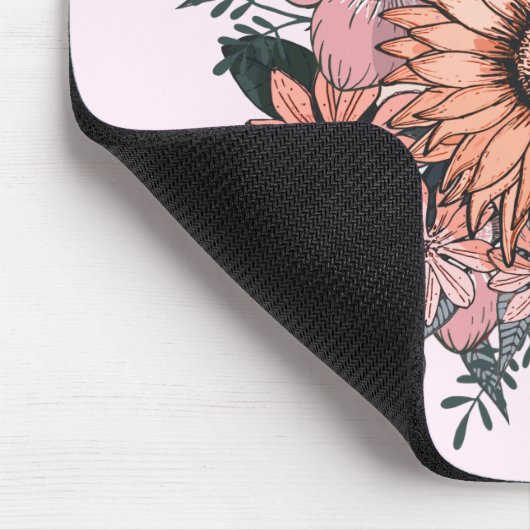 Elegant Rosa Floral Mousepad (Ecke)