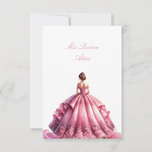 Elegant Rosa Floral Quinceñera Einladung (Rückseite)