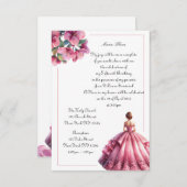 Elegant Rosa Floral Quinceñera Einladung (Vorne/Hinten)