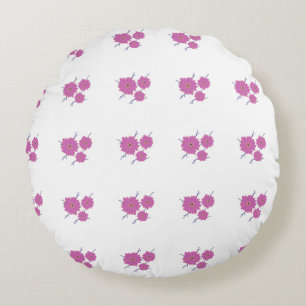 Elegant Rosa Floral Rundes Kissen