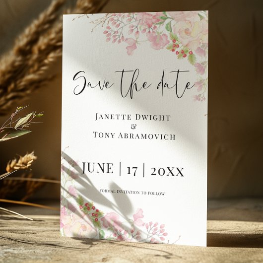Elegant Rosa Floral Save The Date