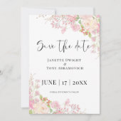 Elegant Rosa Floral Save The Date (Vorderseite)