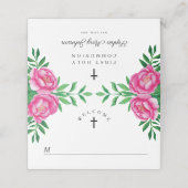 Elegant Rosa Floral Wasserfarbe Erste Kommune Platzkarte (Außenseite Aufgefaltet)