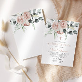 Elegant Rosa florale Christening Taufe Einladung