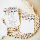 Elegant Rosa florale Christening Taufe Einladung