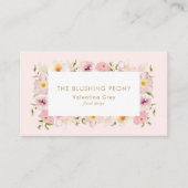 Elegant Rosa florale Hochzeit Florist Visitenkarte (Vorderseite)