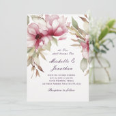 Elegant rosa florale Zwei werden zu einer Bibel Einladung (Stehend Vorderseite)