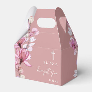 Elegant rosa-floraler Taufstil Geschenkschachtel